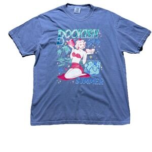Comfort Colors Bookish Girly Summer T Shirt‎ XL Blue Graphic Tee Beach Retro